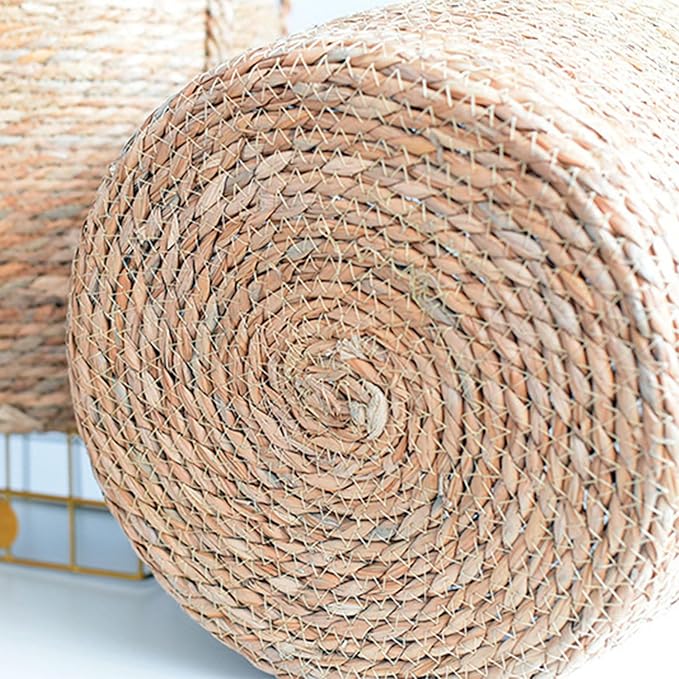 Woven Straw Flower Pot, Sea-Grass Planter Basket, Wicker Rattan Vase Sundries Organizers Storage Bins, Hand Woven Basket Planter with Plastics Liners and Handle - XL 9.84x9.84x11.41in