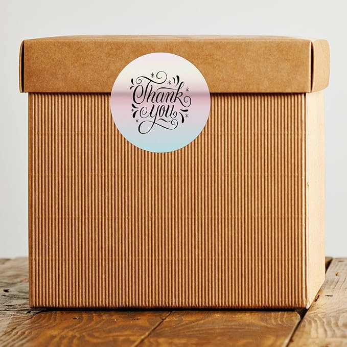 Red Gradient Thermal Labels Vinyl 3 Inch Self-Adhesive Circle Stickers Roll Waterproof Printable Round Decals Name Tag for QR Code DIY Office Address 500 PCS