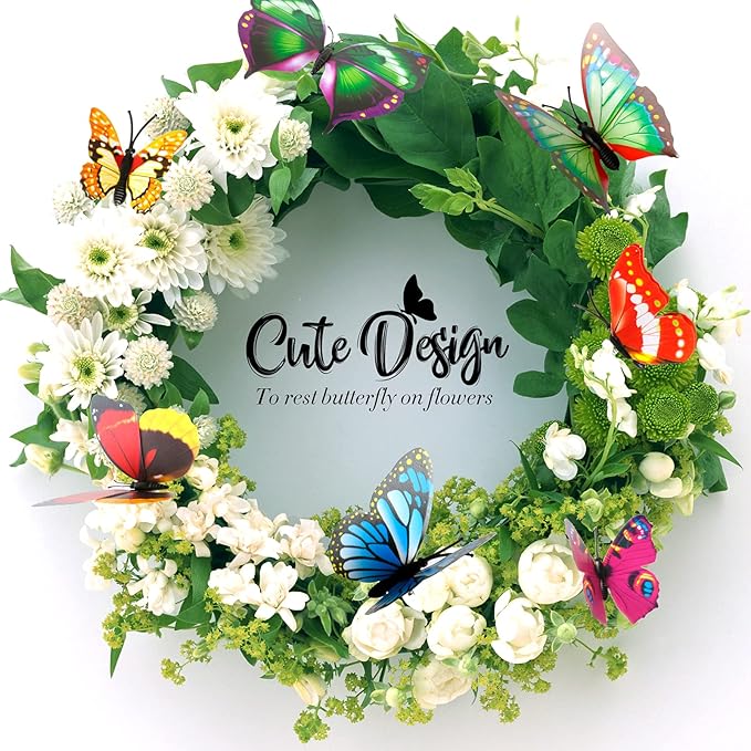 Teenitor 40 Pcs Butterfly Decorations Garden Decor, 5 Different Size PVC Waterproof Butterfly Garden Stakes, Yard Decorations Outdoor Garden Decor