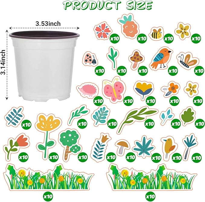 Kavoc 30 Pcs Garden Pot Craft Kit,Kindergarten Handmade Flower Pot Crafts with Stickers Plant Labels Name Tags,Flower Planting Growing Kit for Birthday Mothers Day Arts Kit
