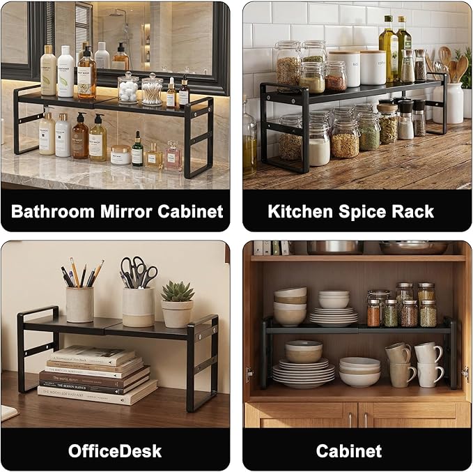 Over The Sink Shelf,Expandable Window Sill Shelf for Plants Small Tall Shelves Stackable Kitchen Organizer Shelves for Bathroom Kitchen Narrow Spaces Countertop