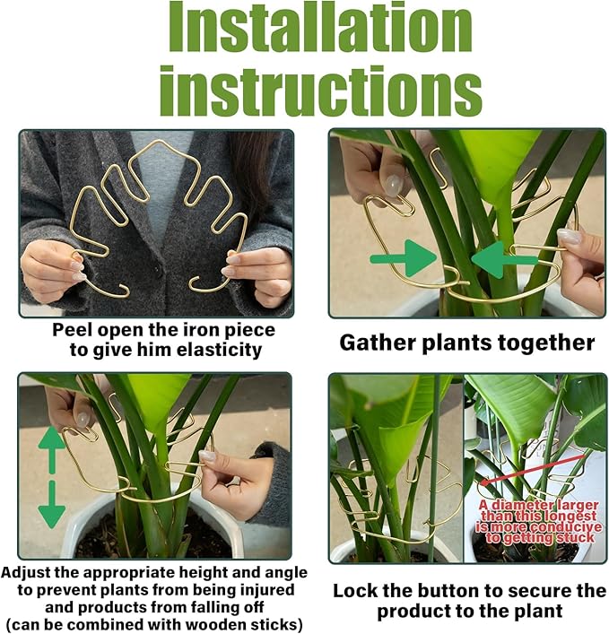 Yohsnor Monstera Stem Support - 5-Piece Durable Plant Support System for Monstera & Turtle Shell Plants -Premium -Quality Leaf Clamps -Easy-to-Use Indoor Garden Stabilizers for Healthy Growth