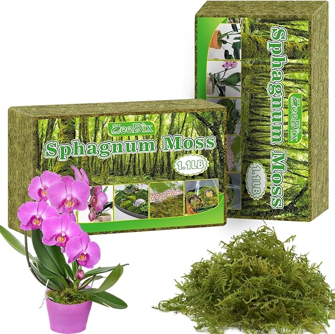 ZeeDix 2-Pack Premium Sphagnum Moss - 2.2 lb Orchid Moss Plant Growing Medium for Terrariums, Orchids, Carnivorous, Succulents & Reptile Habitat Substrate