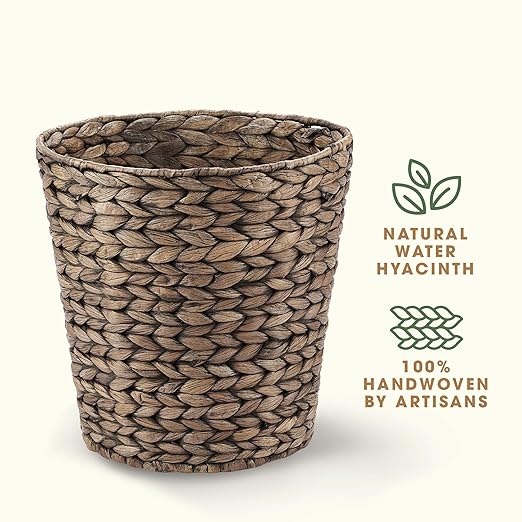 84ECO 2-Pack Black Wicker Trash Cans for Bathroom, Bedroom, Office