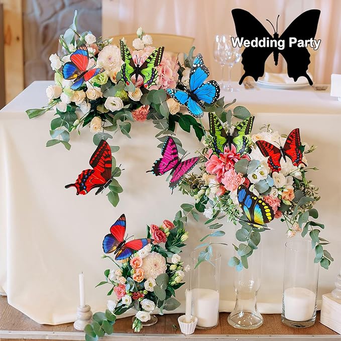 Augshy 75 Pcs Butterfly Decoration Stakes Garden Butterfly Wing Width 3.5in Ornaments for Indoor/Outdoor Christmas Decor