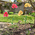 Metal Flowers for Outside, 30" Tall 2-Pack Decorative Garden Stakes - 3D Double-Layer Iron Flowers, Metal Flowers Outdoor Decor for Garden Yard & Patio