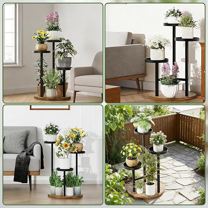 3 Tier Plant Stand Indoor Tall Plant Shelf, Corner Plant Table for Multiple Plants, Tiered Flower Stand for Patio Balcony Porch Garden Living Room House