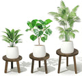 Wood Plant Stands Indoor, 3-Pack Single Plant Stand for 6-12 Inch Pots, Mid-Century Modern Plant Stool, Tall Wooden Plant Stand for Large Plants Perfect Fit for Living Room, Balcony, Office(Dark Brown)