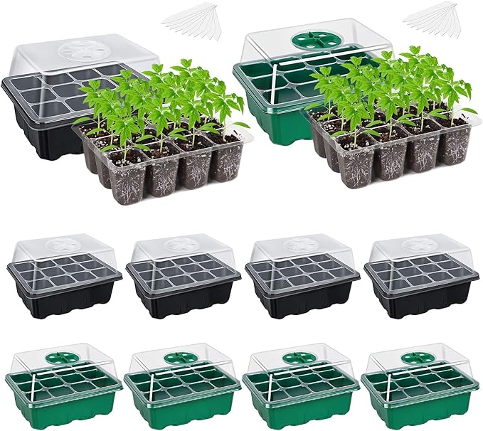 Bonviee 10 Packs Seed Starter Trays, Seed Starter Kit with Adjustable Humidity Dome