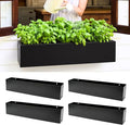 LaLaGreen Wall Planters for Outdoor Plants (30 Inch, 4 Pack) Carbon Steel Black Metal Hanging Flower Pots Outdoor for Succulents, Wall Mount Rectangular Long Window Sill Box Fence Deck Garden Decor