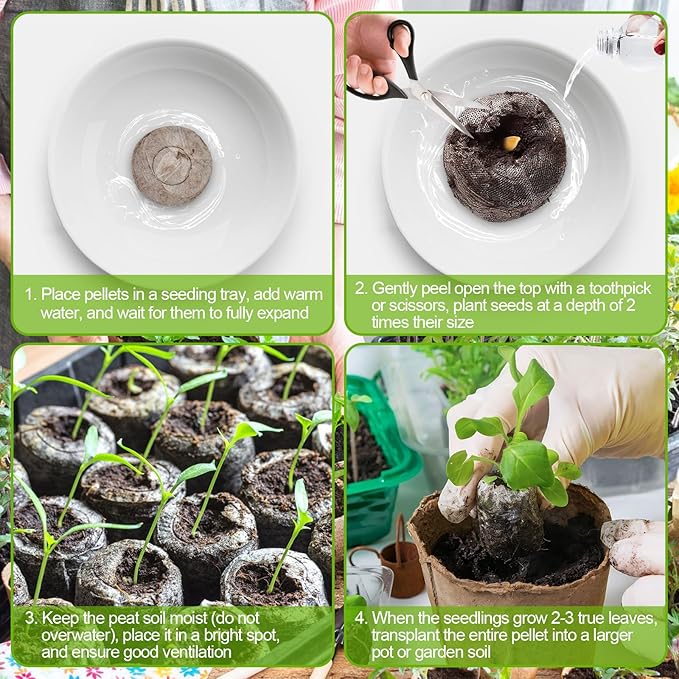Legigo 200 Pcs 30mm Peat Pellets Seed Starter Soil Pods, Seedling Soil Peat Pods for Seed Starting, Compressed Seed Pod Starter Plugs for Garden Vegetables Plant Cuttings Herbs and Flowers