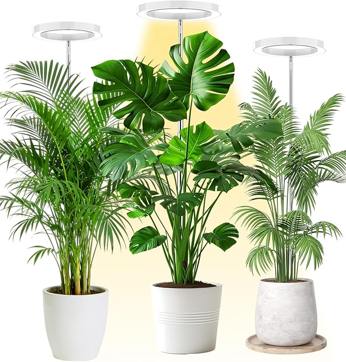 yadoker Plant Grow Light,LED Growing Light Full Spectrum for Indoor Plants,Aluminum Black Plant Lights,Height Adjustable, Automatic Timer, 5V Low Safe Voltage