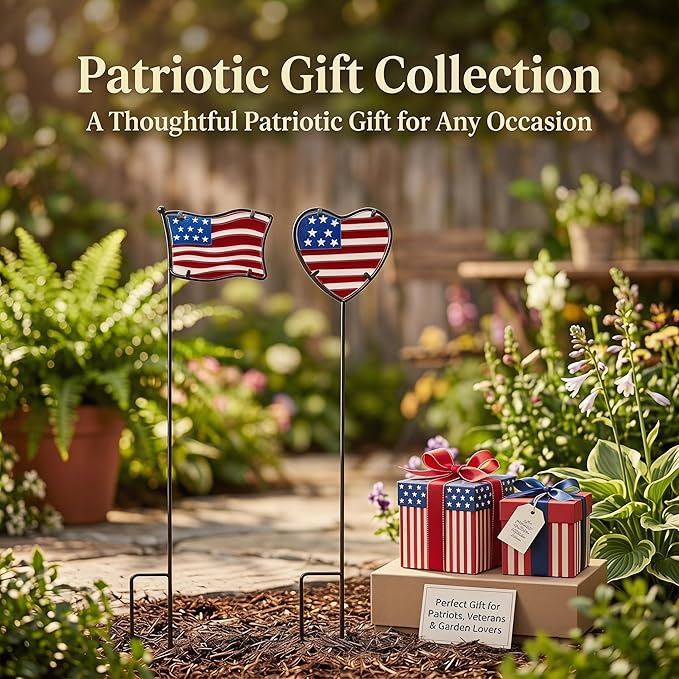 TZSSP Metal Flower Stakes,Floral Stake Decorative for Outdoor- Yard Art,2 Pack Flower Garden Stakes Decor for Lawn & Yard Ornament, Rust and Weather Resistant