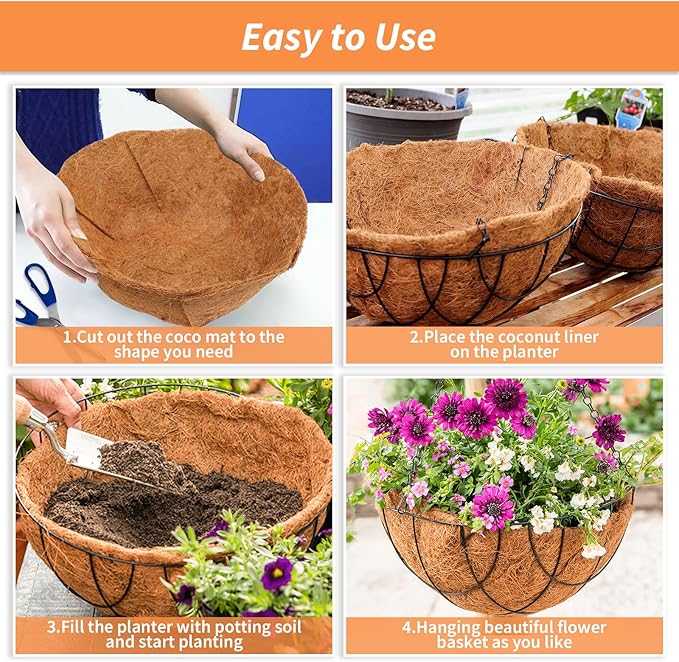 Legigo 16X40 Inch Natural Coco Liner Roll, Coconut Liners for Planter Window Box Hanging Basket, Coconut Coir Roll Coco Fiber Mat for Garden Decoration DIY Moss Poles Pet Pad Reptiles Carpet
