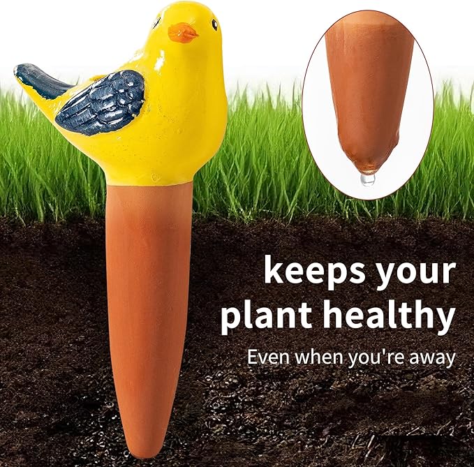 Mother’s Day Gift for Mom from Daughter or Son, 4 Pack Self-Watering Bird Shaped Globes, Terracotta Automatic Watering Spikes, Slow Release Plant Watering Devices for Indoor & Outdoor Potted Plants