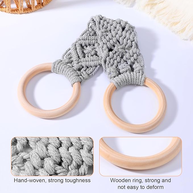 4 Pcs Kitchen Dish Towel Holder, Handmade Crochet Hanging Kitchen Towels Ring Decorative Boho Dish Towel Holder for Bathroom House Oven Washbasin, Birthday Housewarming Gift
