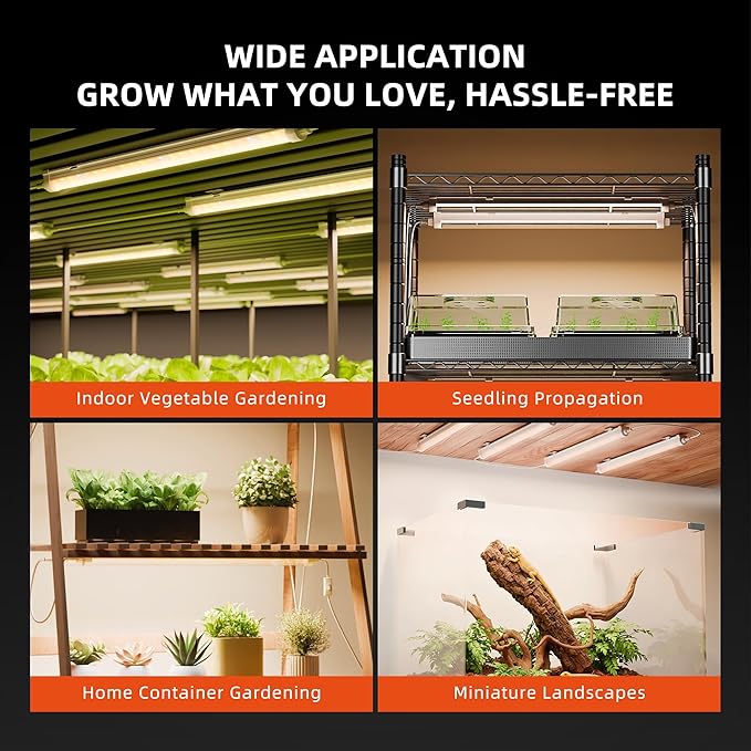 Spider Farmer 1FT LED Grow Lights for Indoor Plants,Full Spectrum (3000K+5000K+660nm),40W (4x10W,200W Equivalent),3-Level Dimmable,IP65 Waterproof,Linkable Design,Plant Light Strip for Shelve,4-Pack