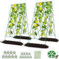 DoCred Cucumber Trellis, 2 Pack Metal Foldable A Frame Garden Trellis for Raised Bed Climbing Plants, Vegetables, Includes Plant Support Clips, Twist Ties, Plastic Ties, A Frame Trellis, Green