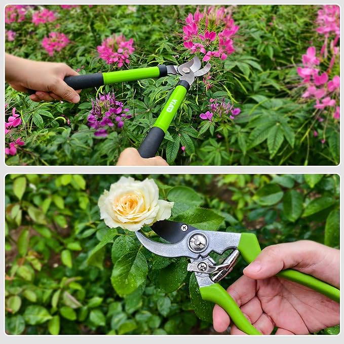 Loppers for Tree Trimming 15"Branch Cutter & Pruning Loppers Set Rust-Resistant Bypass Pruners Tree Trimmer Clippers,1"Cut Diameter,Short Handle Garden Shears Tools for Gardening Yard,Limb,Plant 2Pcs