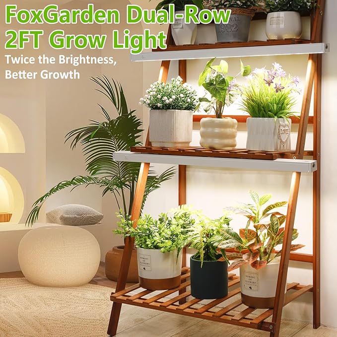 FOXGARDEN Grow Lights for Indoor Plants, 2FT 40W (4×10W) Full Spectrum LED Plant Growing Lamp, Grow Light Strip, Grow Light for Seed Starting, Plug and Play, Separate Switch, 4-Pack
