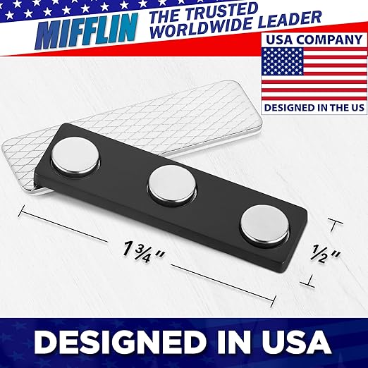Mifflin-USA Name Tag Magnets (100 Magnets, 1.75 x 0.5 inches), Name Tag Magnet Backs w/ 3 Extra-Strong Neodymium for ID Badge Holders