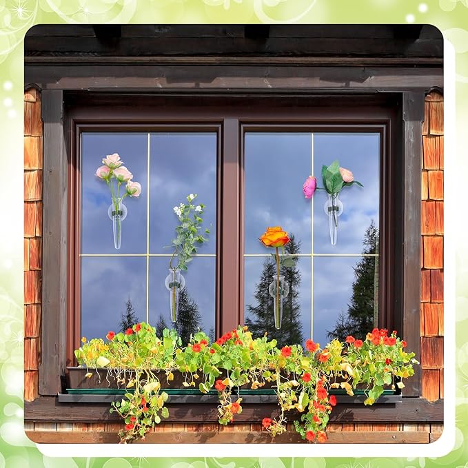 10 Pcs Window Propagation Stations Plant Propagation Tubes with Suction Cups Window Floral Water Tubes Easy to Install Clear Wall Hanging Terrarium Gifts for Plant Flower Lovers