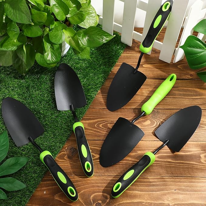 Yaocom 30 Pcs Garden Shovel Aluminum Alloy Heavy Duty Trowel Small Digging Shovels Metal Hand Trowel Spade with Soft Handle for Garden Lawn Yard Planting Tool (Shovel with Ruler,Green)