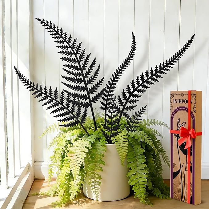 6-Pack Metal Flower Decorative Garden Stakes, Hand-Painted Vintage Black, Weather-Resistant Metal Outdoor Garden Decor for Flower Beds, Yard Art & Potted Plants Gift-Boxed Indoor & Outdoor Decor