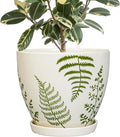 MPotTo Ceramic Planter - 10 Inch Plant Pot for Outdoor Flowers with Drainage Hole and Saucer, Boho Round Decorative Indoor Flower Pot, Gifts for Plants Lovers, Home Patio Garden Room Decor, White