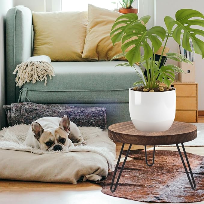 Wood Plant Stand Indoor Outdoor, 12'' Wooden Planter Stands Fit 5-15 Inch Pot, Plant Stool Flower Pot Stand Gardening Display Pedestals for Decor Living Room Balcony, Office, Patio