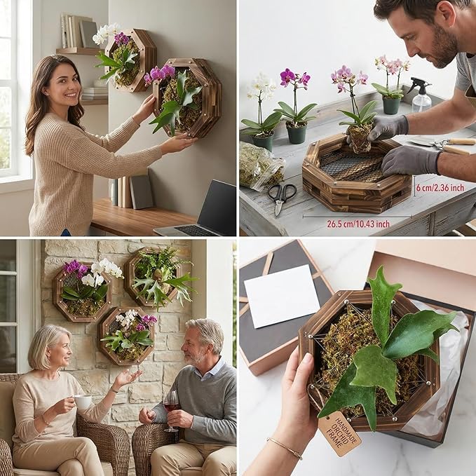 Staghorn Fern Mounting Kit - Wood Wall Planter for Orchids,Herbs & Indoor Plants | Hanging Plant Holder,Basket & Stand for Wall Decor(10.43inch)