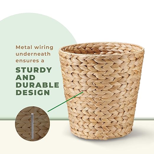 84ECO 2-Pack Wicker Trash Cans for Bathroom, Bedroom, Office - Rattan Trash Can - Decorative Waste Basket