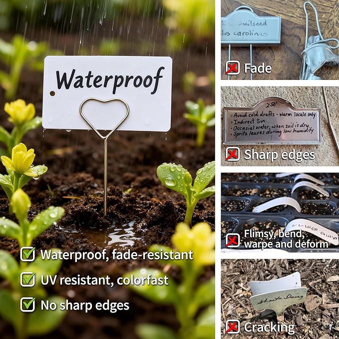 Garden Markers for Plants Outdoor - 20 Pcs 12" Metal Plant Tag Holders for Multiple-use with 40 Pcs Reusable Waterproof Labels & Marker Kit