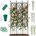 Garden Trellis for Climbing Plants Outdoor - 65" PE-Coated Metal Pipes & Plastic Grids Rose Wall Trellis Frame - Sturdy Privacy Screen Plant Support Fence for Flowers Vines Vegetables