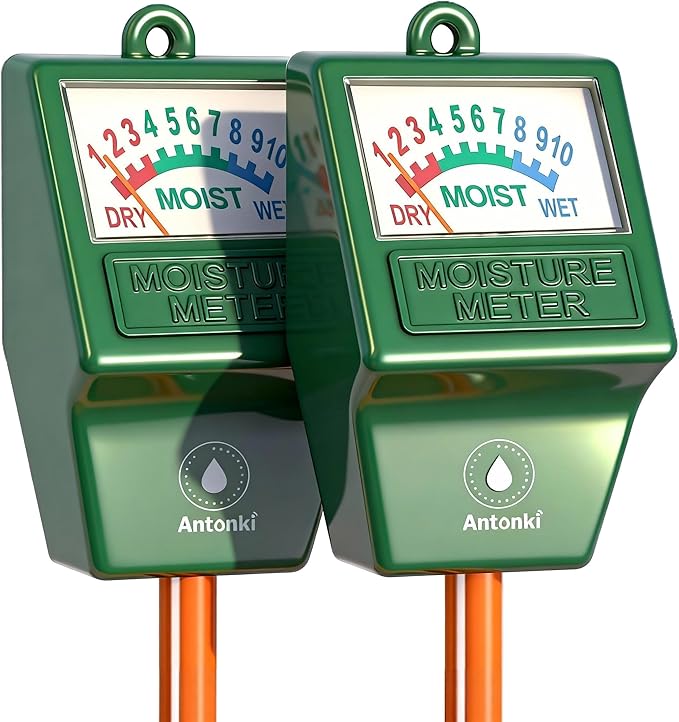 Antonki 2 Pack Soil Moisture Meter, Plant Water Meter for Gardening, Farming, Soil Tester Hygrometer Sensor for Indoor Outdoor House Plants, Flower, Lawn - No Battery Required