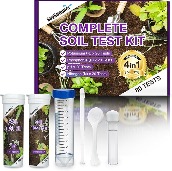 Garden Soil Test Kit Testing Soil: 80 Tests in Total 4 in 1 Soil Testing kit for Garden Lawn Flower Vegetable Testing pH Phosphorus Potassium Nitrogen