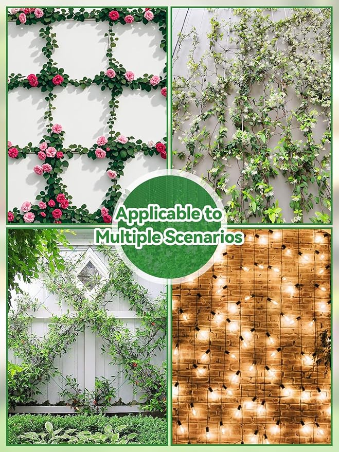 185PCS Garden Wire Trellis for Climbing Plants, Kalolary 30M Stainless Steel Heavy Duty Wire Trellis Kit Wall Plant Climbing T316 Steel Wire Rope Cross Clamp Cable Trellis System Kit for Flower Vines