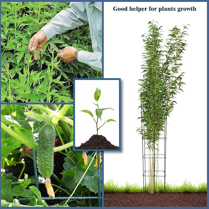 46 Inch Height 3PCS PVC Green Hexagon Folding Tomato Cage,Climbing Plant Support Tower Vegetable Stake Trellis