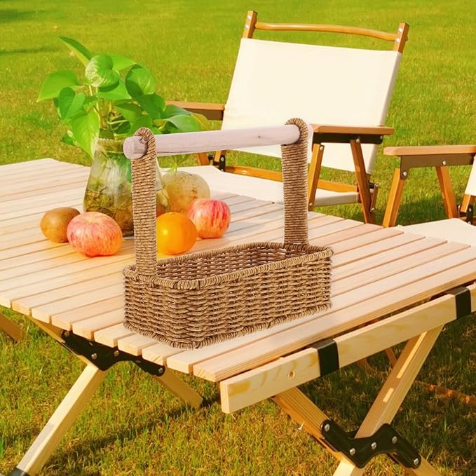 Alipis Wicker Storage Baskets Wicker Planter Basket Seagrass Baskets Basket with Handle Tissue Baskets Candy Storage Bins Bread Shopping Imitation Rattan Napkin Holder