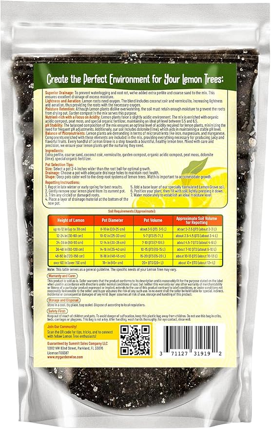 GARDENWISE Organic Lemon Tree Soil – Citrus Potting Mix with Organic Fertilizer – Ideal for Potted Lemon Trees, Meyer Lemons & Citrus Plants – Chunky, Indoor & Outdoor (5 QUARTS)