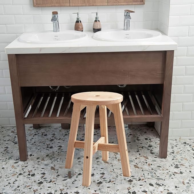 Lestar H18 Wooden Stool, Solid Wood Round Stools