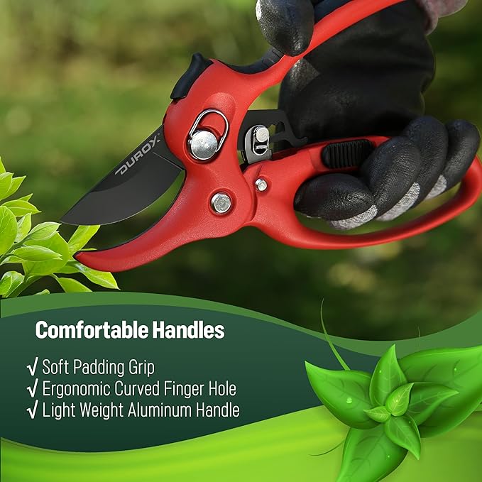 DUROX - Ratchet Pruning Shears, Garden Shears with 3X Cutting Power. Effort-Saving Heavy-Duty Anvil Pruners. Replaceable Blade Cutting Blade Design. Ideal Secateurs for Precise Trimming, Model DGR-01