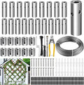185PCS Wire Trellis for Climbing Plants, Kalolary 100FT Wall Wire Trellis Kit T316 Steel Garden Trellis with Cable & Cutter Wall-Mount Grape Vine Trellis for Outdoor DIY Flower Wall (Cylindrical)