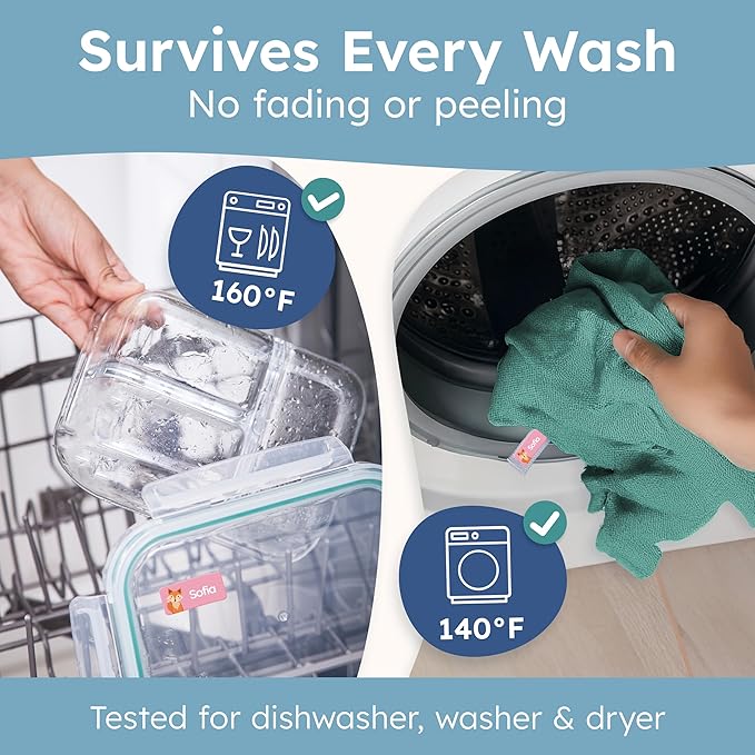 Personalized Name Labels for Kids (140 Labels) - Durable & Waterproof Custom Name Stickers for Clothing Tags, School Supplies, Camp & Daycare - Dreamy Unicorns (1.2”x0.5”)