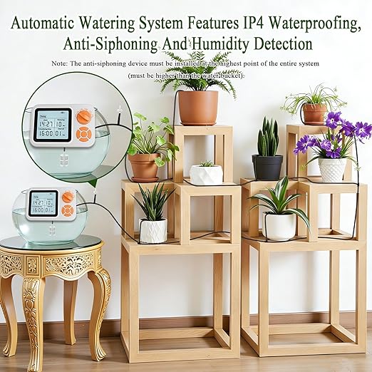 Topotdor Automatic Indoor Plant Waterer for 15 Potted Plants, Self Watering System Drip Irrigation Kit with Programmable Timer & Smart Humidity Detection