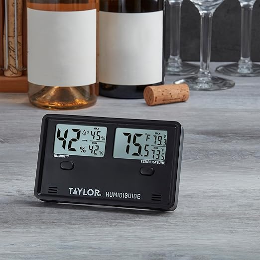 Taylor Wireless Digital Indoor Outdoor Thermometer and Hygrometer, Dual Display for Temperature and Humidity, Easy-to-Read for Home, Office, Greenhouse, Nursery, and Indoor Areas, Min/Max Black