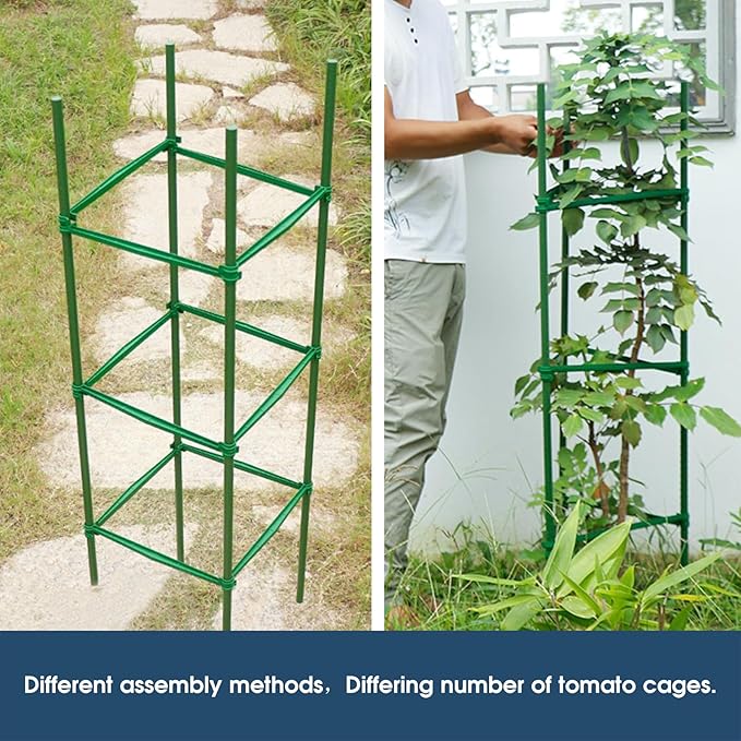 NANOPRETTY 24 PCS Garden Stakes Arms for Tomato Cage 0.43 Inch Diameter Plant Stakes Trellis Connectors for Vegetable Garden Bracket Accessories 11.8 Inches