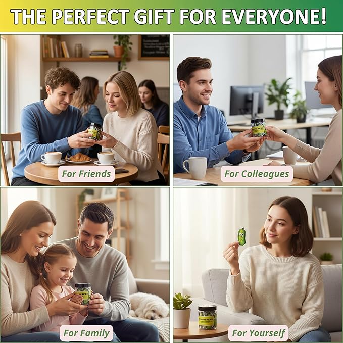 Emotional Support Pickle, Positive Pickle Jar with 60 Affirmation Cards, Gifts for Women, Men
