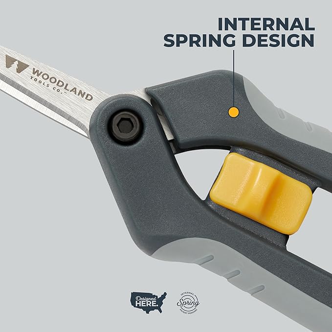 Woodland Tools Hydroponic Snips – Heavy Duty Flower Snips with Nano Tip Stainless Steel Trimming Scissors, Soft Grip, Spring Loaded, Blade Cover – Precision Plant Scissors and Bud Trimmer