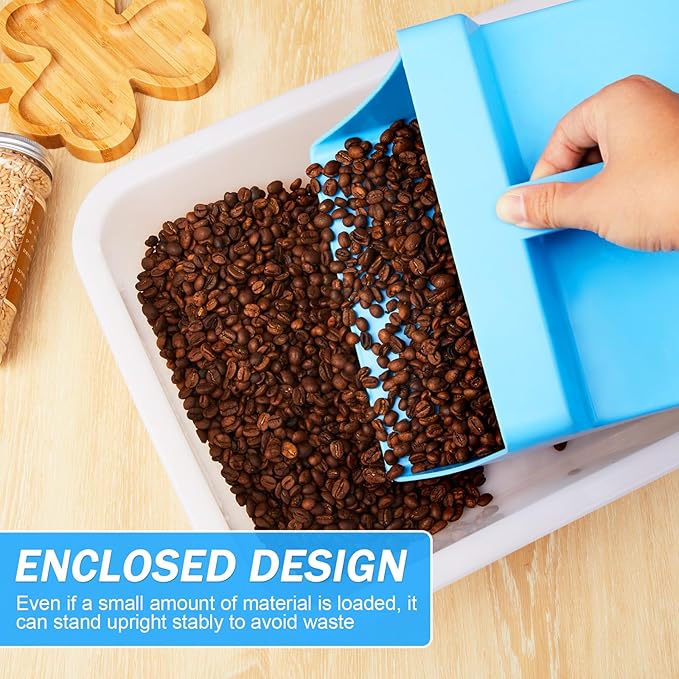 Relaxweex 2 Pcs Large Feed Scoop 128 oz Plastic Utility Grain Bird Seed Scoop Ice Seed Enclosed Bucket Shovel with Side Handle for Horse Chicken Livestock Animal Dry Food Restaurant Kitchen(Blue)